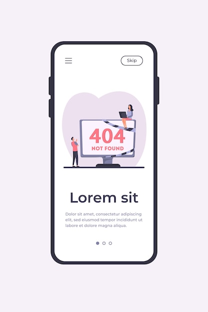 Free Vector tiny programmers working with system error. computer, monitor, internet flat vector illustration. programming, it and digital technology concept mobile app template