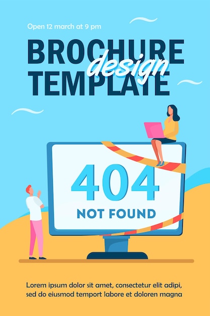 Free Vector tiny programmers working with system error flyer template