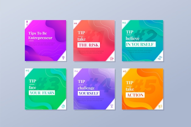 Free Vector tips instagram post collection