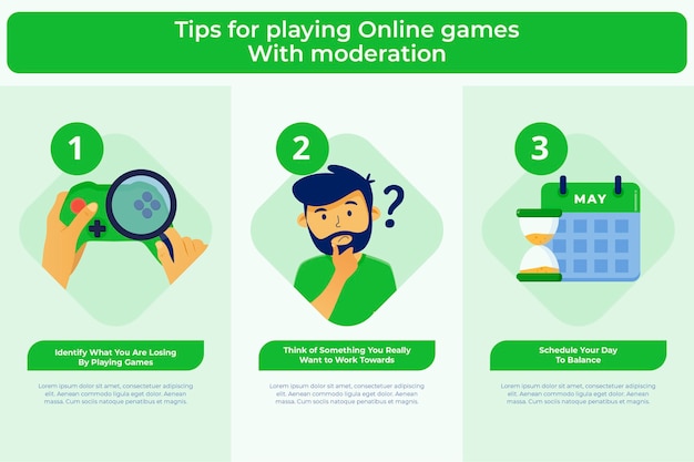 Free Vector tips for playing online games with moderation template