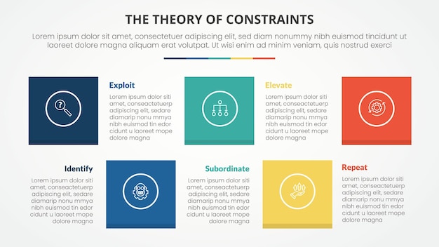 Free Vector toc theory of constraints infographic concept for slide presentation with square shape combination up and down with 4 point list with flat style