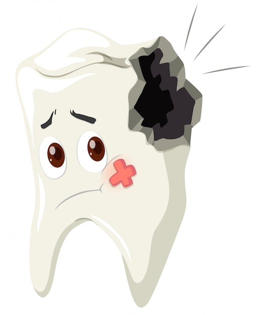 Free Vector tooth decay with sad face