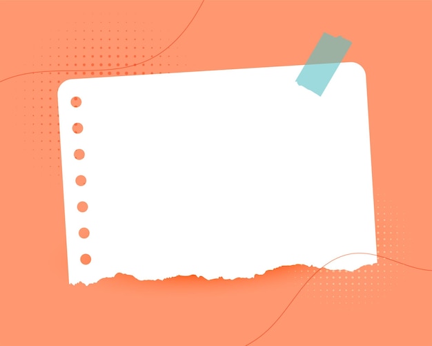 Free Vector torn and blank notepad sheet layout for message or memo