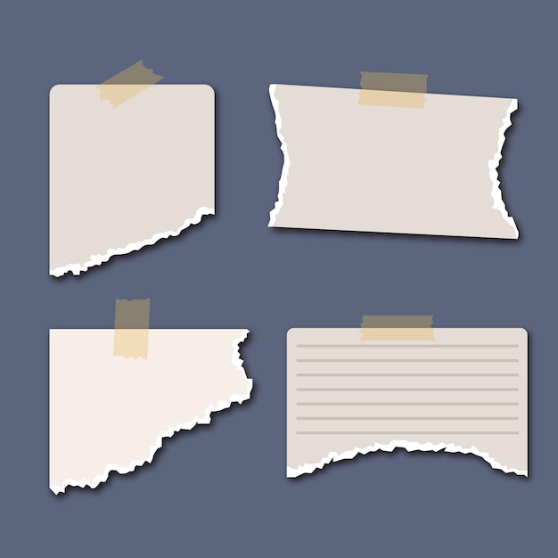 Free Vector torn paper collection with tape on blue background