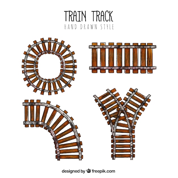 Free Vector train track collection hand drawn style