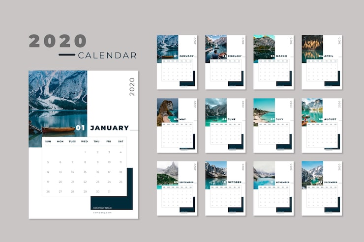 Free Vector travel 2020 calendar template