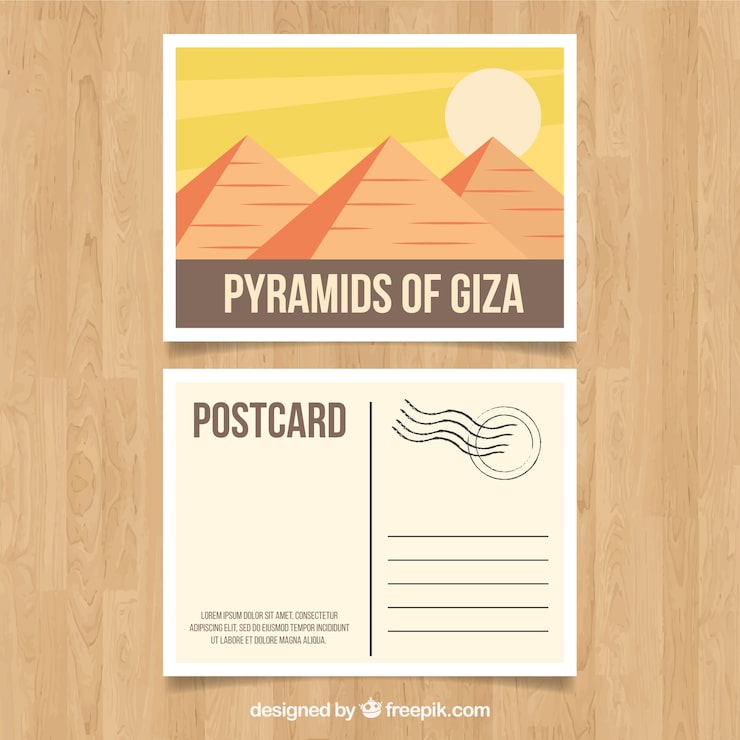 Free Vector travel postcard with egypt landscape in flat style