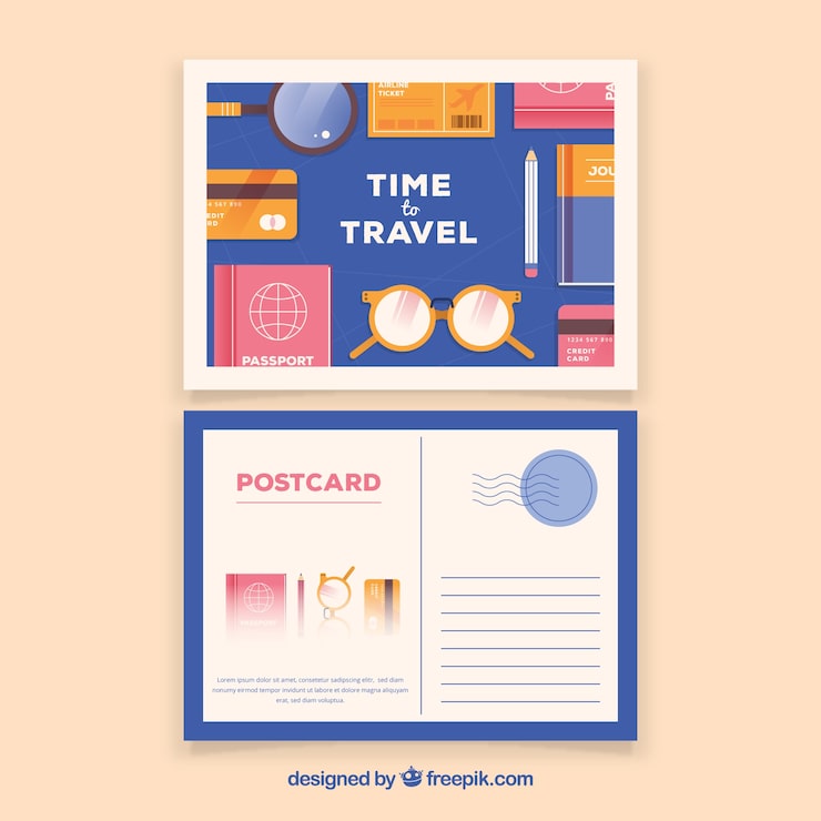 Free Vector travel postcard with elements y flat style