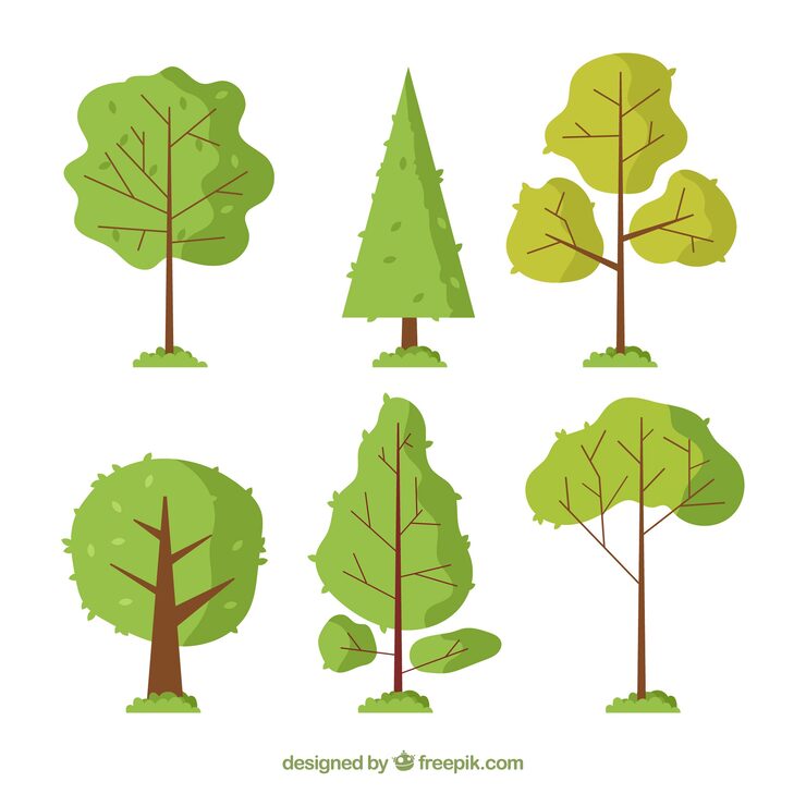 Free Vector tree collection in flat design