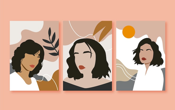 Free Vector trendy fashion portraits cover collection