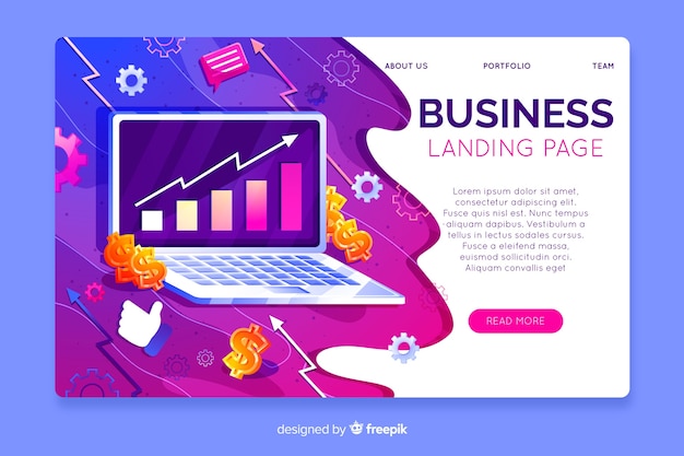 Free Vector tridimensional business landing page template