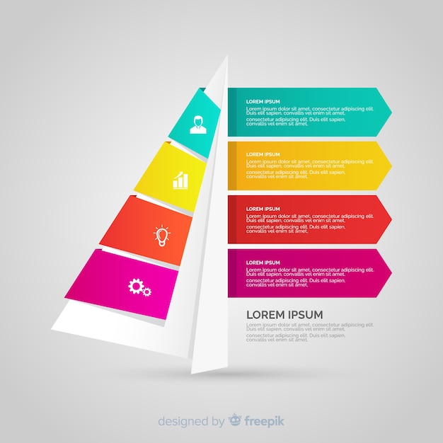 Free Vector tridimensional colorful numbered step infographic