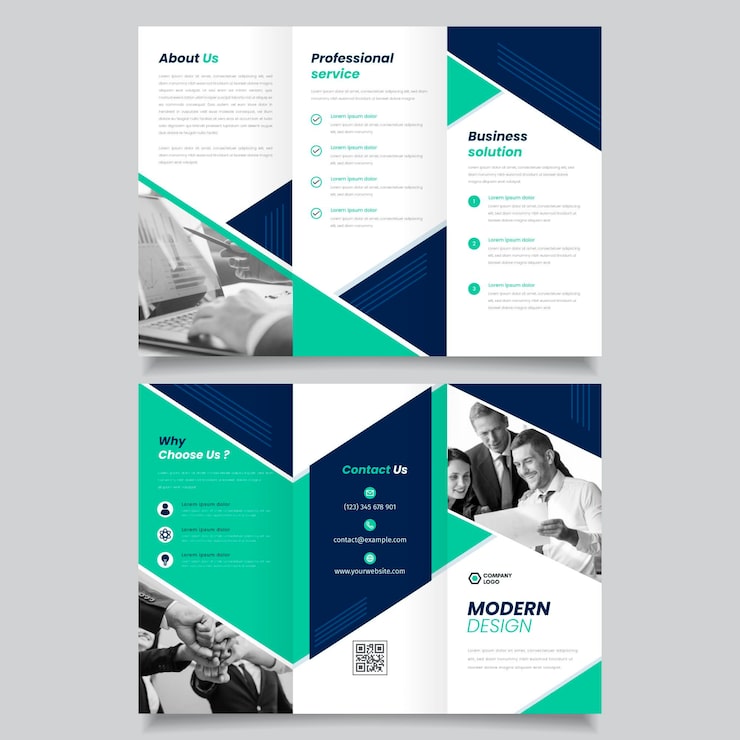 Free Vector trifold brochure template with photo