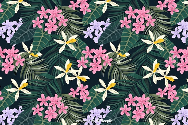 Free Vector tropical flowers and leaves collection