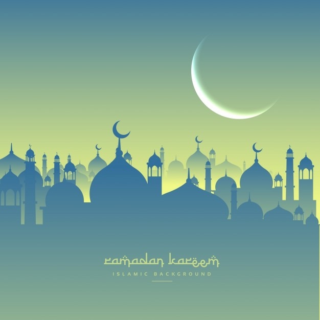 Free Vector turquoise mosque silhouettes