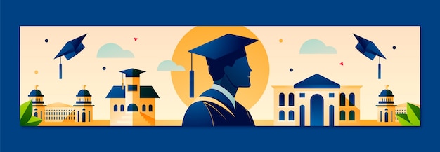Free Vector twitch banner template for graduation celebration