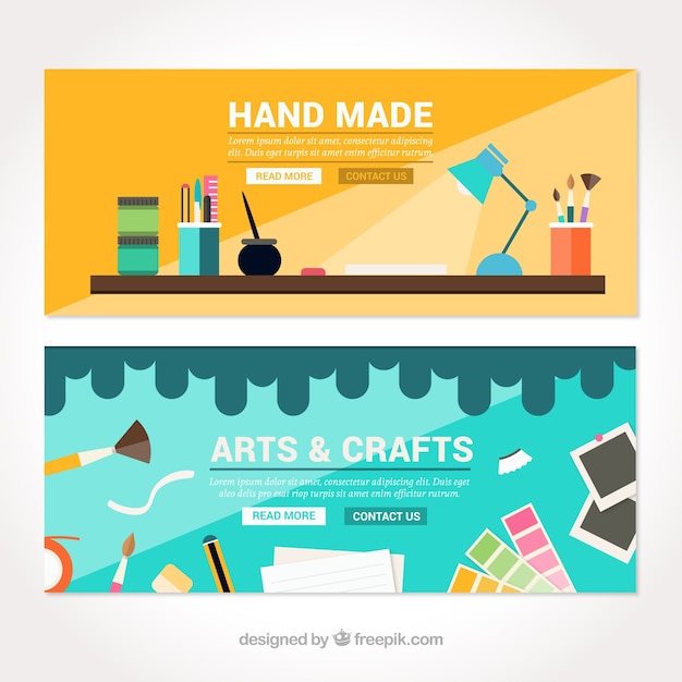 Free Vector two cute banners about crafts