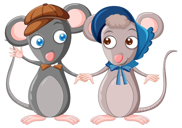 Free Vector two gray rats holding hands