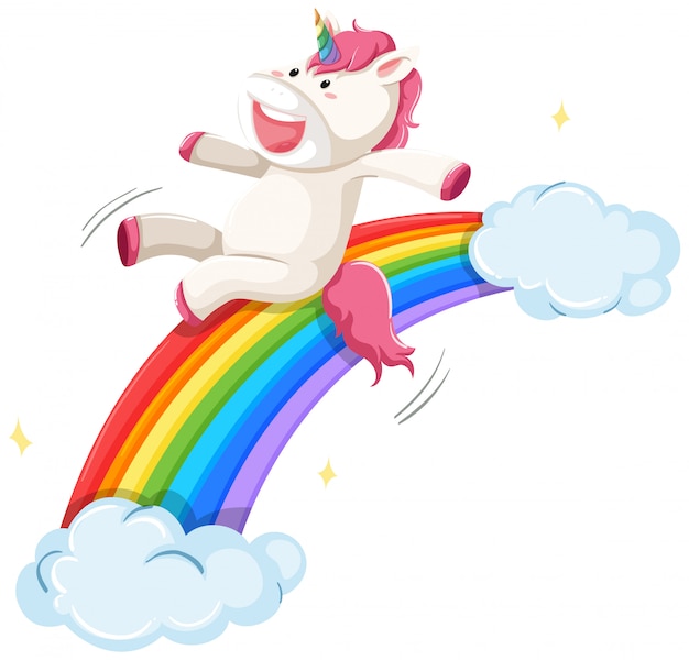 Free Vector a unicorn slide on rainbow