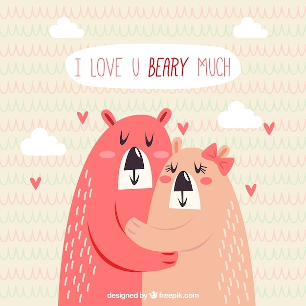 Free Vector valentine background with two bears