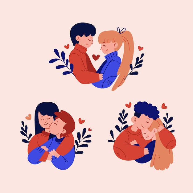 Free Vector valentine's day couple collection