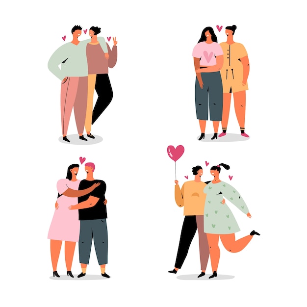 Free Vector valentine's day couple collection