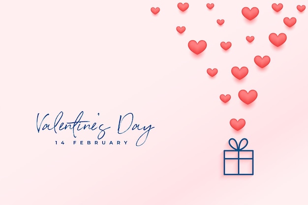 Free Vector valentines day gift box with hearts burst