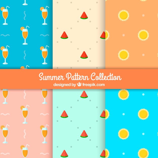 Free Vector variety of flat summer patterns