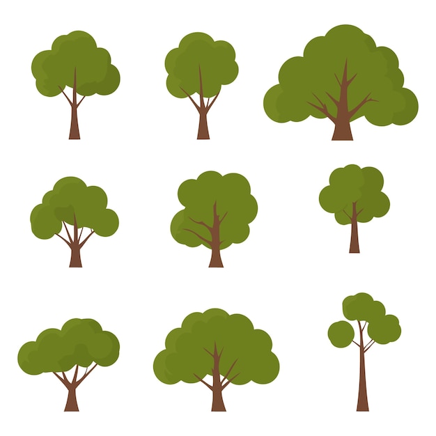 Free Vector variety of stylized trees in different shapes and sizes