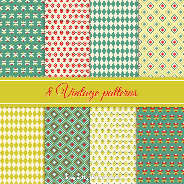 Free Vector variety of vintage patterns