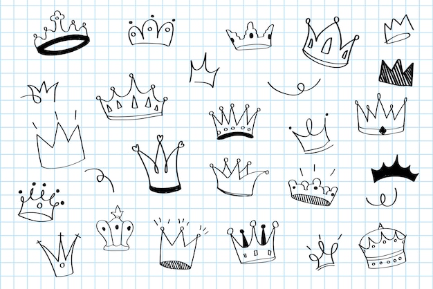 Free Vector various crowns doodle illustration vector