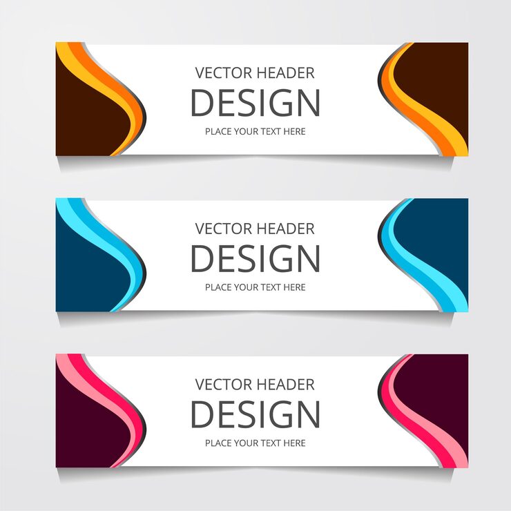 Vector abstract web banner design template Collection of web banner template Abstract geometric web design banner template isolated on grey background Header landing page Web Design
