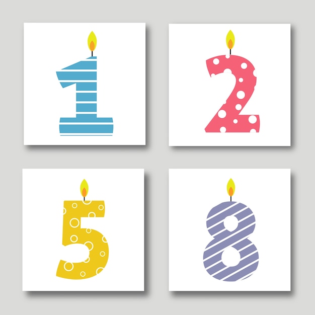 Free Vector vector birthday cards illustrations set