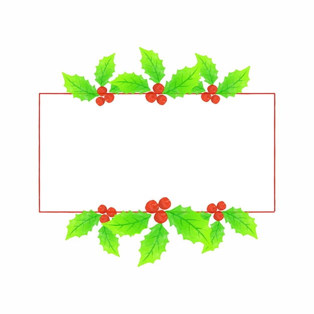 Free Vector vector frame rectangle winter berry watercolor background pattern