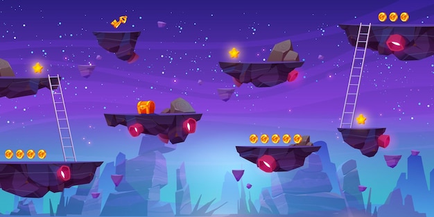 Free Vector vector game space background floating platform ui