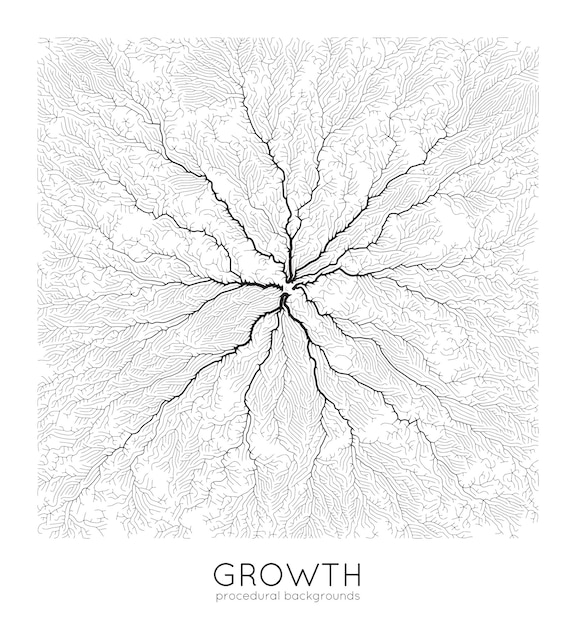 Free Vector vector generative branch growth pattern square texture lichen like organic structure with veins monocrome square biological net of vessels