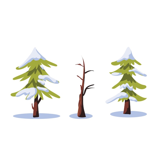 Free Vector vector illustration snowy tree flat color