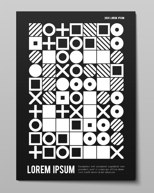 Free Vector vector minimalistic poster with simple shapes. swiss style abstract layout. conceptual generative form modern journal, book cover.