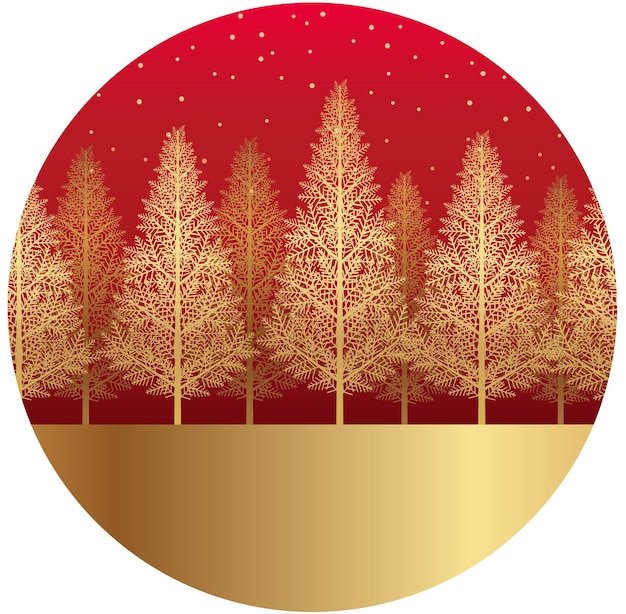 Free Vector vector round snowy forest landscape background with text space isolated on a white background