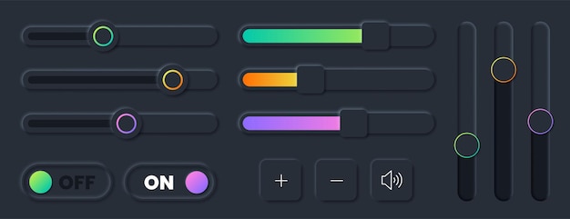 Free Vector vector set of scroll bar icons sliders scrollbar volume grey ui controls web elements for website