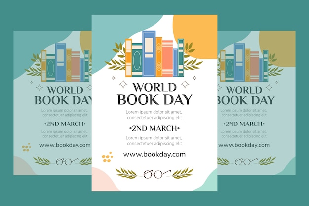 Vertical poster template for world book day celebration