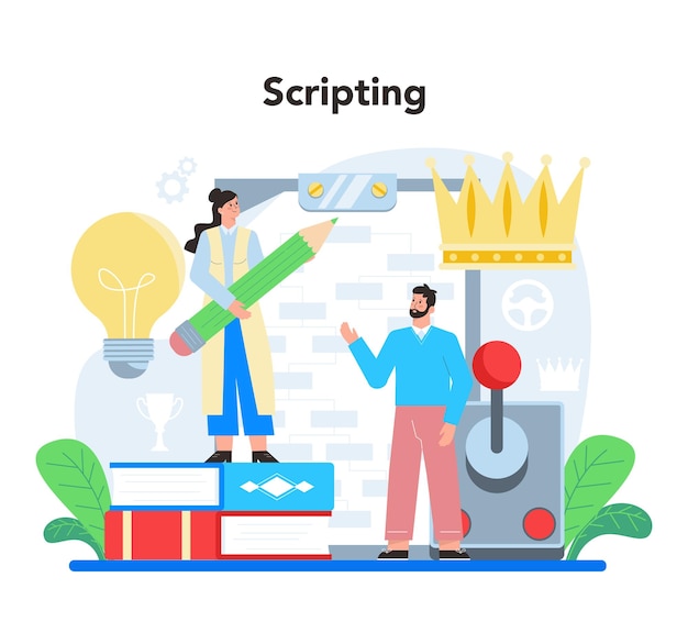 Free Vector video game development concept creative process of a computer game design digital technology of scripting and testing isolated flat vector illustration