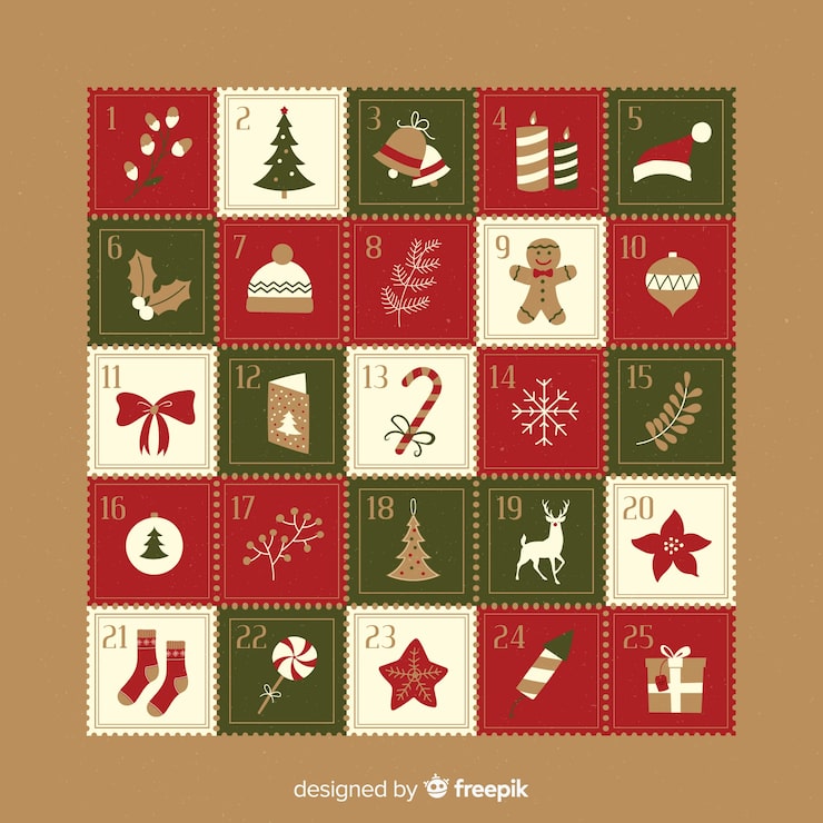 Free Vector vintage advent calendar