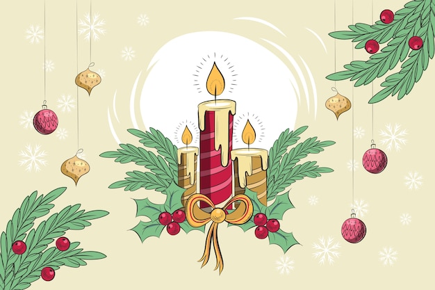Free Vector vintage christmas candle background