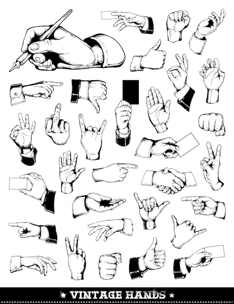 Free Vector vintage hands collection