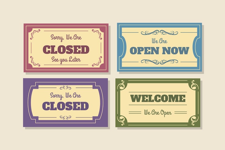 Free Vector vintage open and closed signboard collection