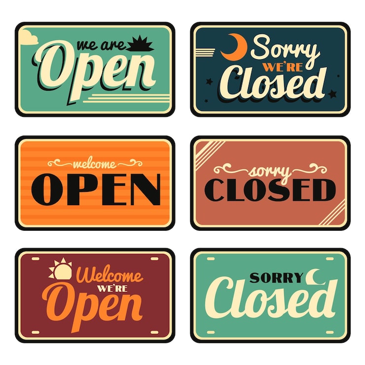 Free Vector vintage open and closed signboard collection