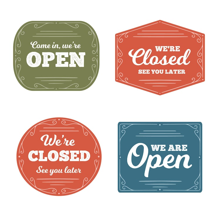 Free Vector vintage open and closed signboard collection