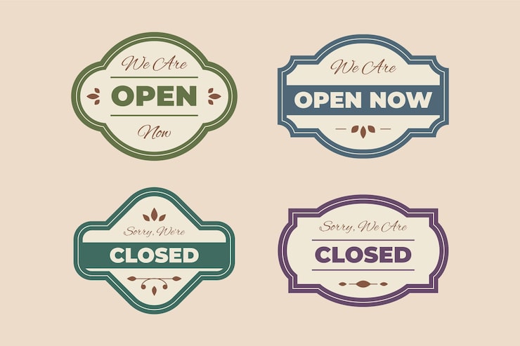Free Vector vintage open and closed signboard set