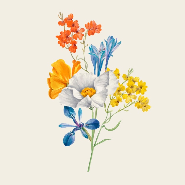 Free Vector vintage spring flower illustration, remixed from public domain artworks